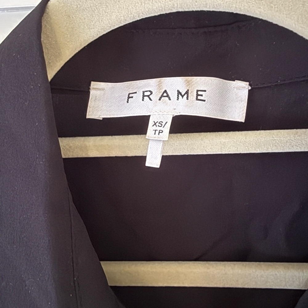 Frame Denim Black Silk Ruffled Blouse - Picture 3 of 6